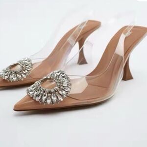 Zara Clear Heels with Crystal Embellishments